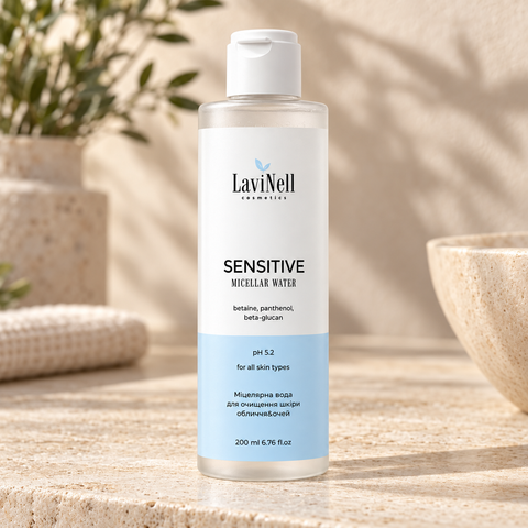 Міцелярна вода для очищення та демакіяжу MICELLAR CLEANSING WATER LaviNell 200 мл