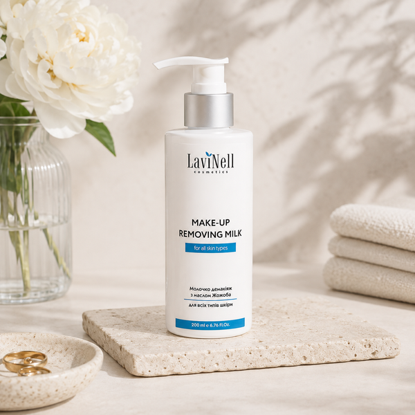 Використання молочка для зняття макіяжу MAKE-UP REMOVING MILK LaviNell
